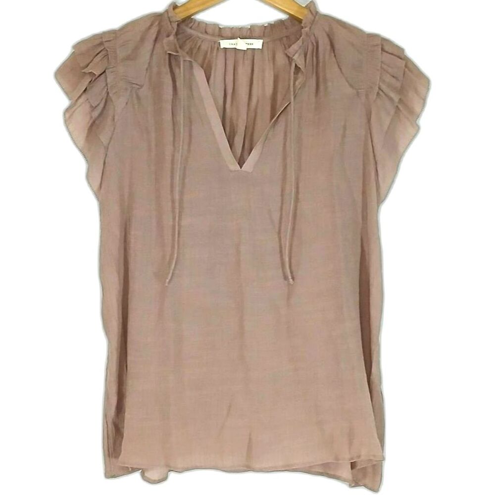 Grade & Gather Pink Willa Ruffle Blouse Small Boho Cottagecore Coquette Romantic
